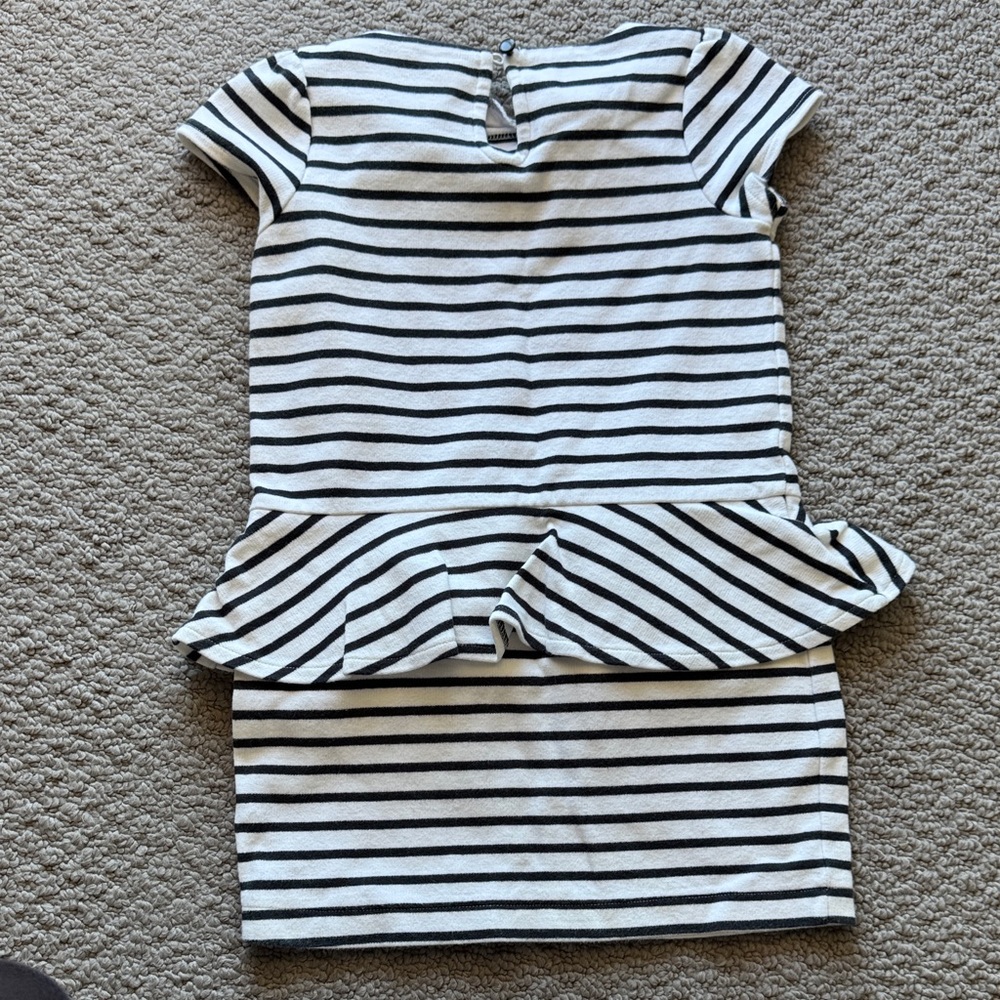 Janie and Jack Navy and White Striped Peplum Knit Dress - Picture 3 of 3